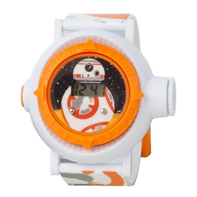 Children's Digital Watch, with a white strap and an orange dial star433